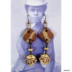 Two Faced Ceramic Clay Earrings